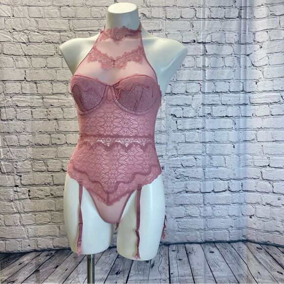 Victoria's Secret Other - Victorias Secret High Neck Bodysuit lace 32C
